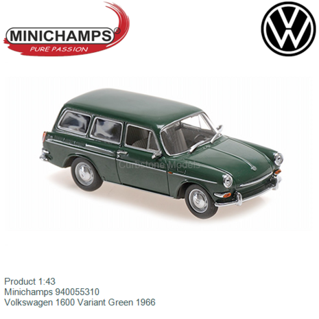 Product 1:43 | Minichamps 940055310 | Volkswagen 1600 Variant Green 1966