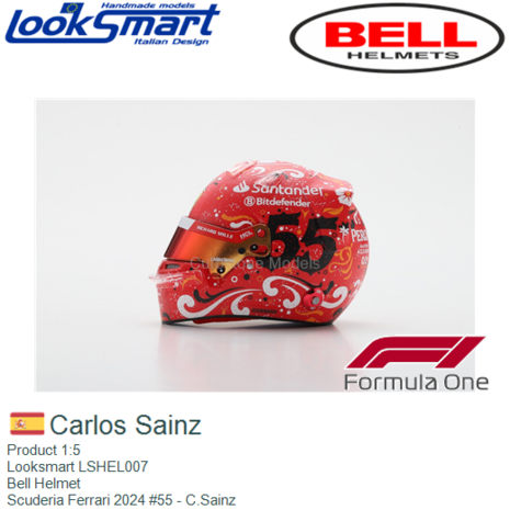 Product 1:5 | Looksmart LSHEL007 | Bell Helmet | Scuderia Ferrari 2024 #55 - C.Sainz