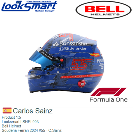 Product 1:5 | Looksmart LSHEL003 | Bell Helmet | Scuderia Ferrari 2024 #55 - C.Sainz