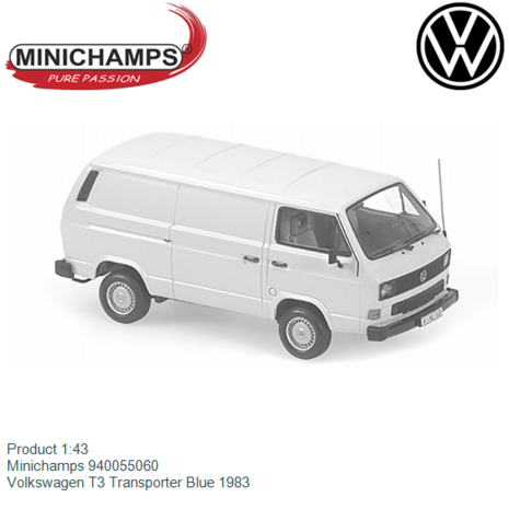 Product 1:43 | Minichamps 940055060 | Volkswagen T3 Transporter Blue 1983