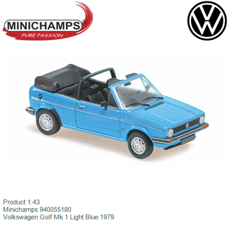 Product 1:43 | Minichamps 940055180 | Volkswagen Golf Mk.1 Light Blue 1979