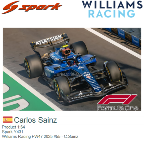 Product 1:64 | Spark Y431 | Williams Racing FW47 2025 #55 - C.Sainz