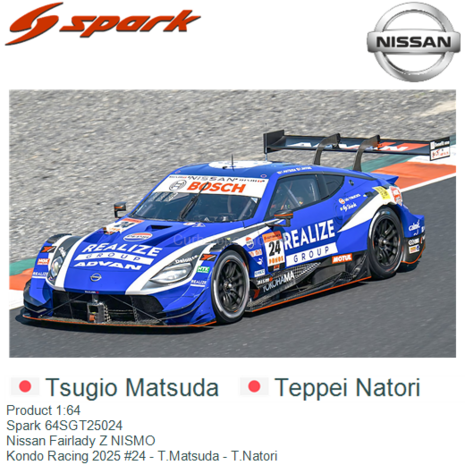 Product 1:64 | Spark 64SGT25024 | Nissan Fairlady Z NISMO | Kondo Racing 2025 #24 - T.Matsuda - T.Natori