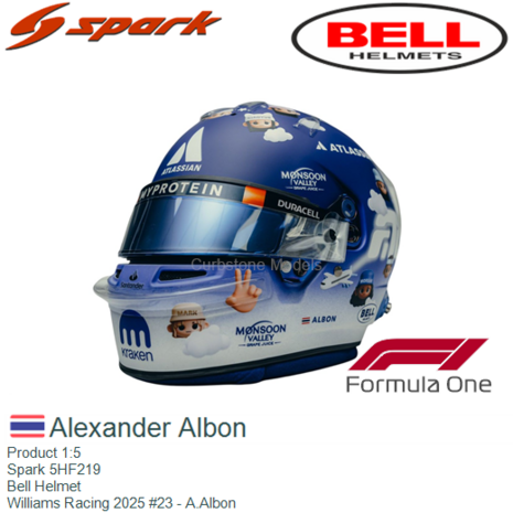 Product 1:5 | Spark 5HF219 | Bell Helmet | Williams Racing 2025 #23 - A.Albon