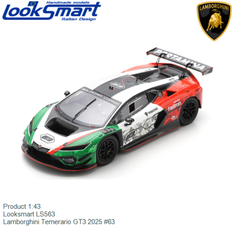 Product 1:43 | Looksmart LS563 | Lamborghini Temerario GT3 2025 #63