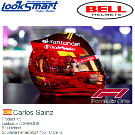 Product 1:5 | Looksmart LSHEL018 | Bell Helmet | Scuderia Ferrari 2024 #55 - C.Sainz