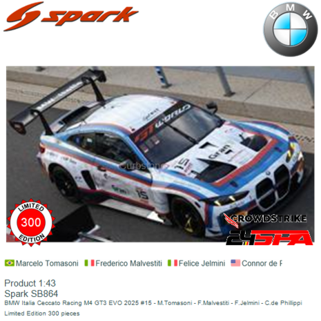Product 1:43 | Spark SB864 | BMW Italia Ceccato Racing M4 GT3 EVO 2025 #15 - M.Tomasoni - F.Malvestiti - F.Jelmini - C.de Phill
