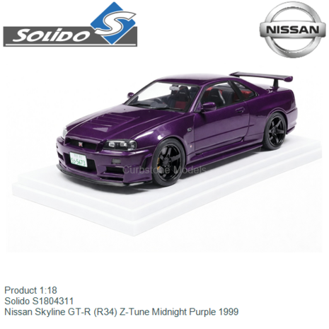 Product 1:18 | Solido S1804311 | Nissan Skyline GT-R (R34) Z-Tune Midnight Purple 1999
