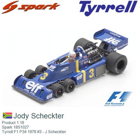 Product 1:18 | Spark 18S1027 | Tyrrell F1 P34 1976 #3 - J.Scheckter