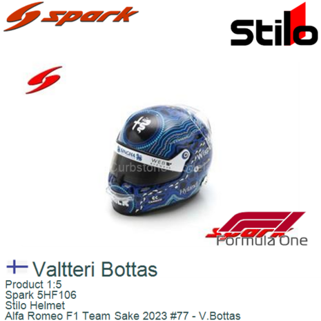 Product 1:5 | Spark 5HF106 | Stilo Helmet | Alfa Romeo F1 Team Sake 2023 #77 - V.Bottas