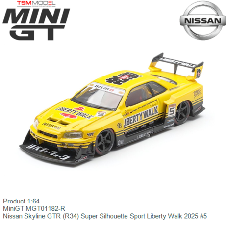 Product 1:64 | MiniGT MGT01182-R | Nissan Skyline GTR (R34) Super Silhouette Sport Liberty Walk 2025 #5