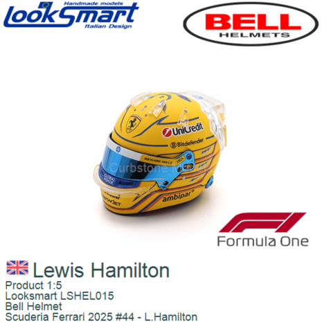 Product 1:5 | Looksmart LSHEL015 | Bell Helmet | Scuderia Ferrari 2025 #44 - L.Hamilton