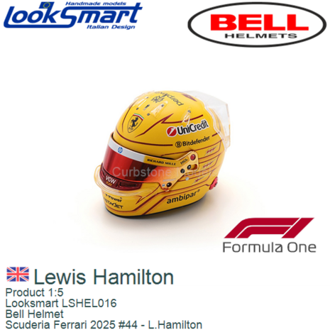 Product 1:5 | Looksmart LSHEL016 | Bell Helmet | Scuderia Ferrari 2025 #44 - L.Hamilton