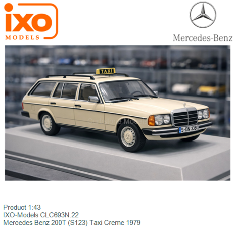 Product 1:43 | IXO-Models CLC693N.22 | Mercedes Benz 200T (S123) Taxi Creme 1979