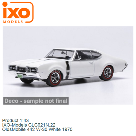 Product 1:43 | IXO-Models CLC621N.22 | OldsMobile 442 W-30 White 1970