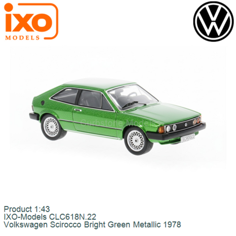 Product 1:43 | IXO-Models CLC618N.22 | Volkswagen Scirocco Bright Green Metallic 1978