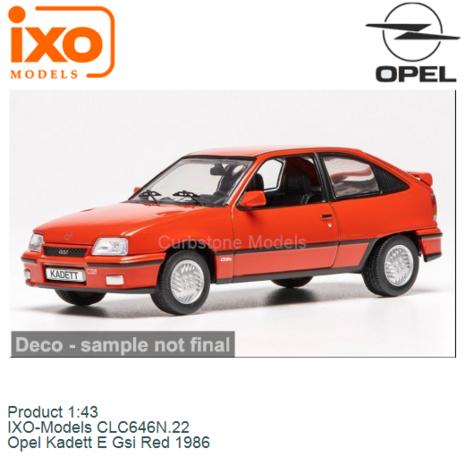 Product 1:43 | IXO-Models CLC646N.22 | Opel Kadett E Gsi Red 1986