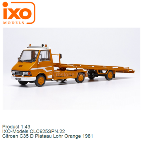 Product 1:43 | IXO-Models CLC625SPN.22 | Citroen C35 D Plateau Lohr Orange 1981