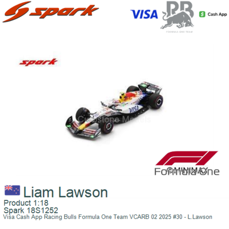 Product 1:18 | Spark 18S1252 | Visa Cash App Racing Bulls Formula One Team VCARB 02 2025 #30 - L.Lawson