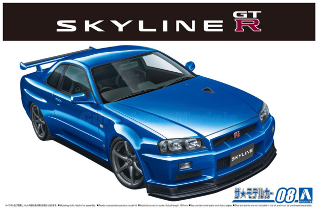 Product 1:24 | Aoshima AO05858 | Nissan BNR34 Skyline GTR V-Spec II Midnight Blue 2002