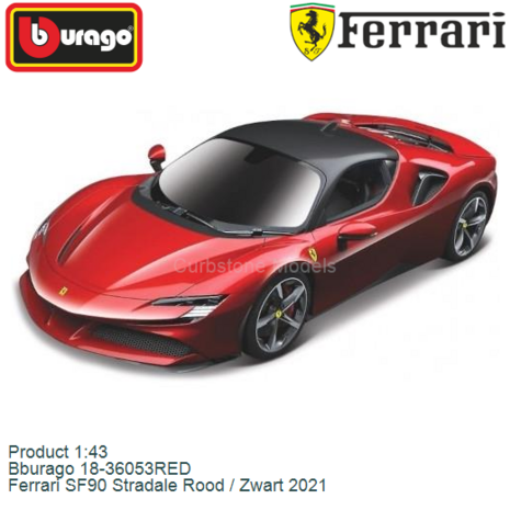Product 1:43 | Bburago 18-36053RED | Ferrari SF90 Stradale Rood / Zwart 2021