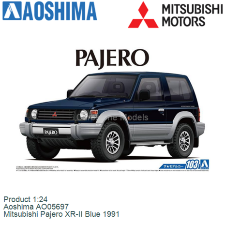 Product 1:24 | Aoshima AO05697 | Mitsubishi Pajero XR-II Blue 1991