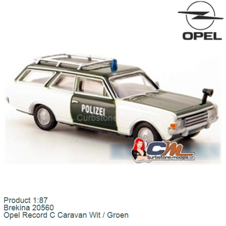 Product 1:87 | Brekina 20560 | Opel Record C Caravan Wit / Groen