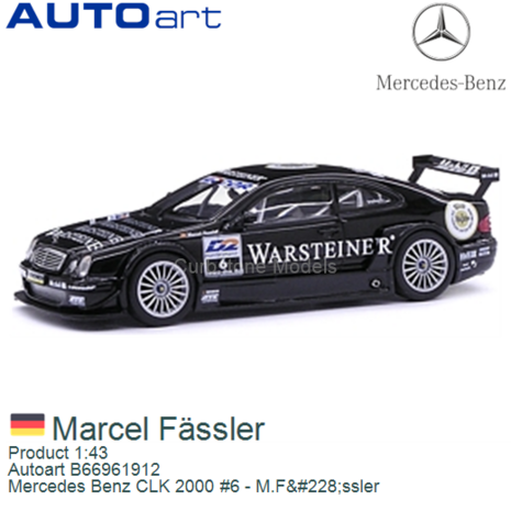 Product 1:43 | Autoart B66961912 | Mercedes Benz CLK 2000 #6 - M.Fässler