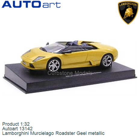 Product 1:32 | Autoart 13142 | Lamborghini Murcielago Roadster Geel metallic