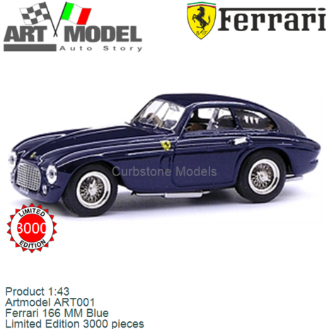 Product 1:43 | Artmodel ART001 | Ferrari 166 MM Blue