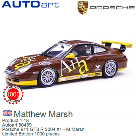Product 1:18 | Autoart 80489 | Porsche 911 GT3 R 2004 #1 - M.Marsh