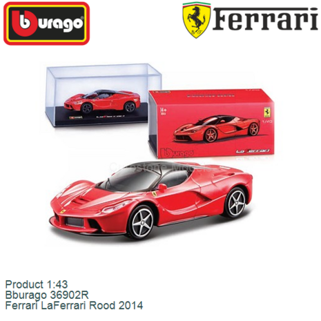 Product 1:43 | Bburago 36902R | Ferrari LaFerrari Rood 2014