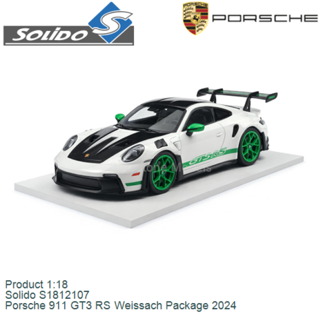 Product 1:18 | Solido S1812107 | Porsche 911 GT3 RS Weissach Package 2024