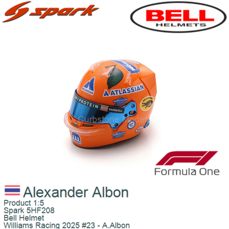 Product 1:5 | Spark 5HF208 | Bell Helmet | Williams Racing 2025 #23 - A.Albon