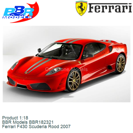 Product 1:18 | BBR Models BBR182321 | Ferrari F430 Scuderia Rood 2007