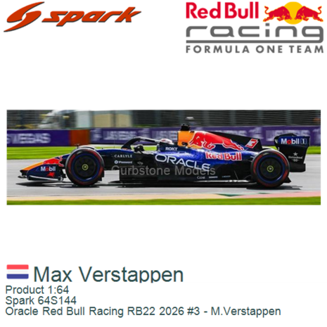 Product 1:64 | Spark 64S144 | Oracle Red Bull Racing RB22 2026 #3 - M.Verstappen