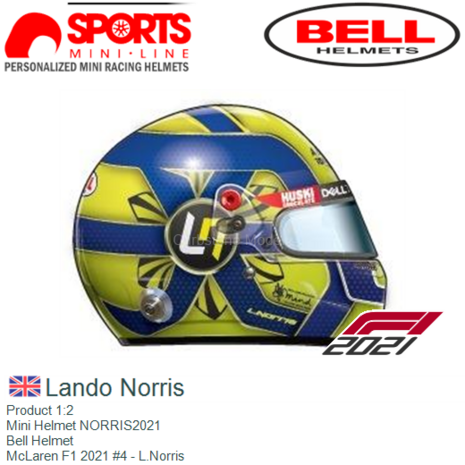 Product 1:2 | Mini Helmet NORRIS2021 | Bell Helmet | McLaren F1 2021 #4 - L.Norris