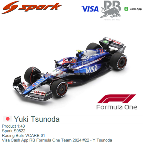 Product 1:43 | Spark S9522 | Racing Bulls VCARB 01 | Visa Cash App RB Formula One Team 2024 #22 - Y.Tsunoda