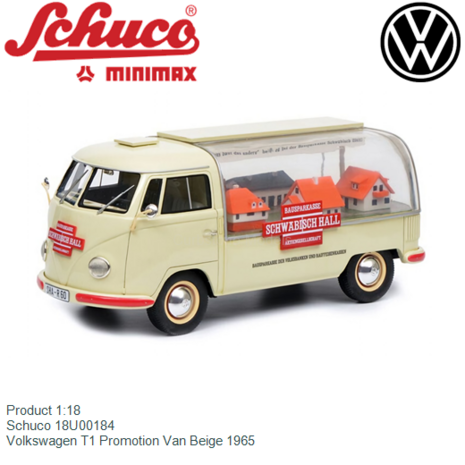 Product 1:18 | Schuco 18U00184 | Volkswagen T1 Promotion Van Beige 1965
