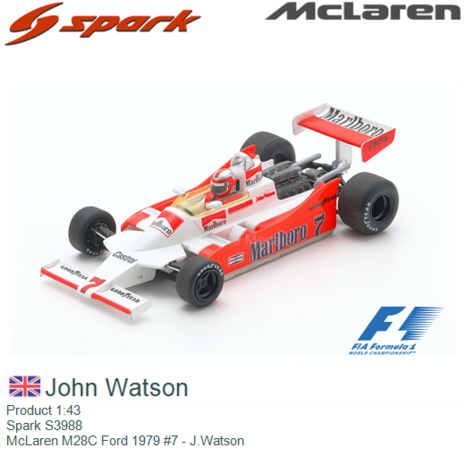 Product 1:43 | Spark S3988 | McLaren M28C Ford 1979 #7 - J.Watson