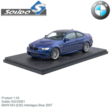 Product 1:43 | Solido S4319301 | BMW M3 (E92) Interlagos Blue 2007