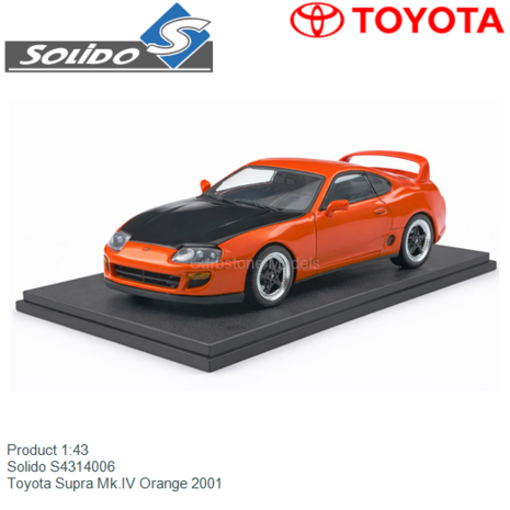 Product 1:43 | Solido S4314006 | Toyota Supra Mk.IV Orange 2001