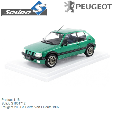 Product 1:18 | Solido S1801712 | Peugeot 205 Gti Griffe Vert Fluorite 1992
