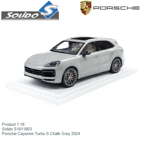 Product 1:18 | Solido S1811803 | Porsche Cayenne Turbo S Chalk Grey 2024