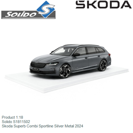 Product 1:18 | Solido S1811502 | Skoda Superb Combi Sportline Silver Metal 2024