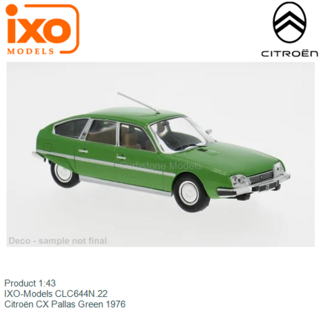 Product 1:43 | IXO-Models CLC644N.22 | Citro&euml;n CX Pallas Green 1976