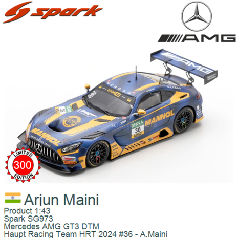 Product 1:43 | Spark SG973 | Mercedes AMG GT3 DTM | Haupt Racing Team HRT 2024 #36 - A.Maini