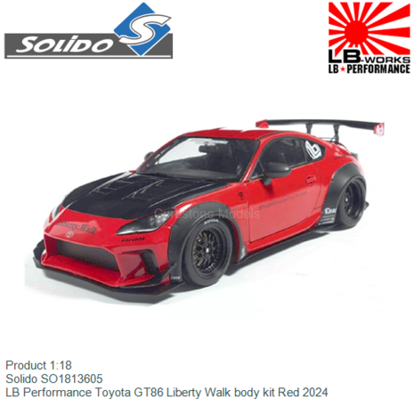 Product 1:18 | Solido SO1813605 | LB Performance Toyota GT86 Liberty Walk body kit Red 2024