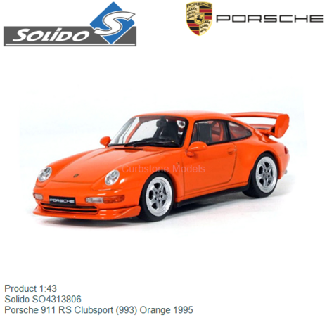 Product 1:43 | Solido SO4313806 | Porsche 911 RS Clubsport (993) Orange 1995