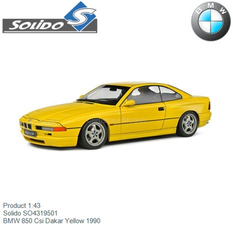 Product 1:43 | Solido SO4319501 | BMW 850 Csi Dakar Yellow 1990